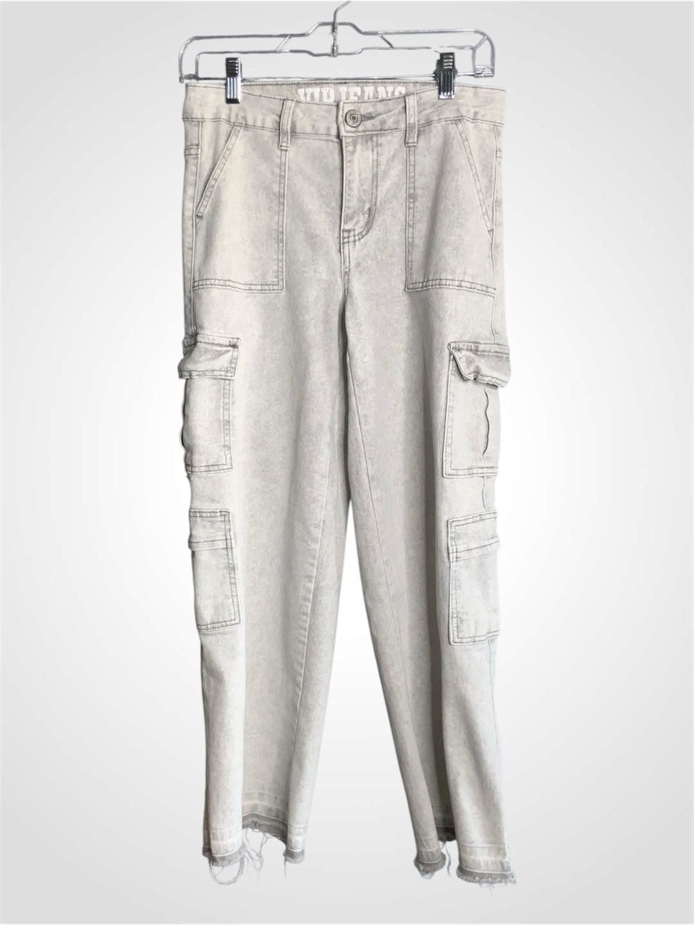 VIP Light Gray Cargo High Waist Wide Straight Leg Jeans - 5